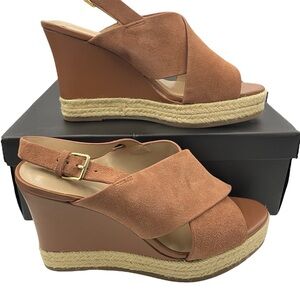 H by Halston Stella suede leather wedge sandals women’s Size 8 1/2M